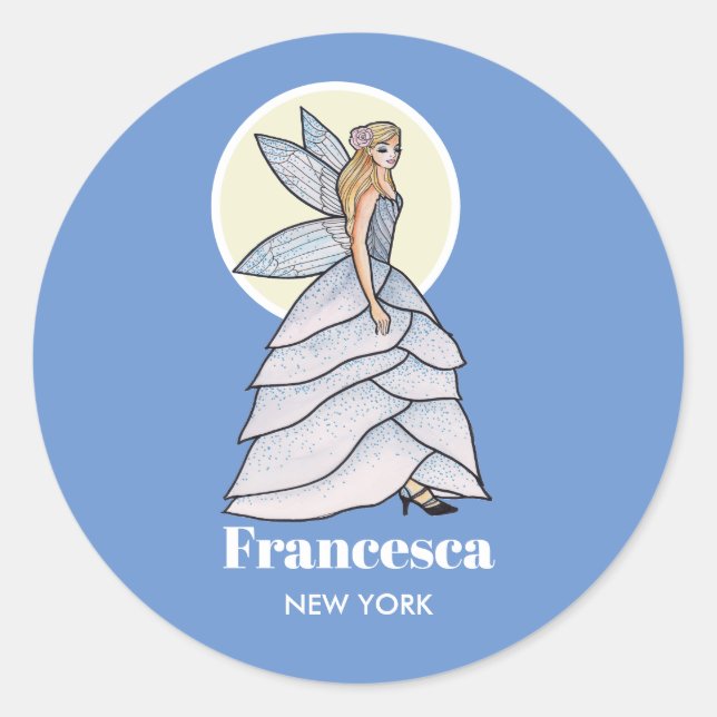 Sticker Rond Fairy Princess Petals Robe Mode Illustration (Devant)