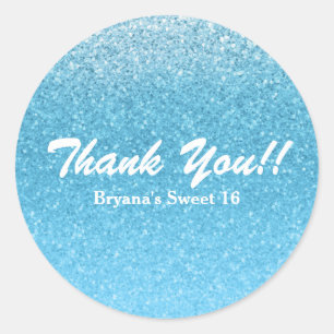 Sticker Rond Fairy Tale Blue Parties scintillant Sweet 16 Party