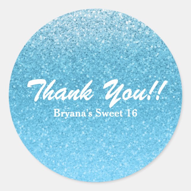 Sticker Rond Fairy Tale Blue Parties scintillant Sweet 16 Party (Devant)