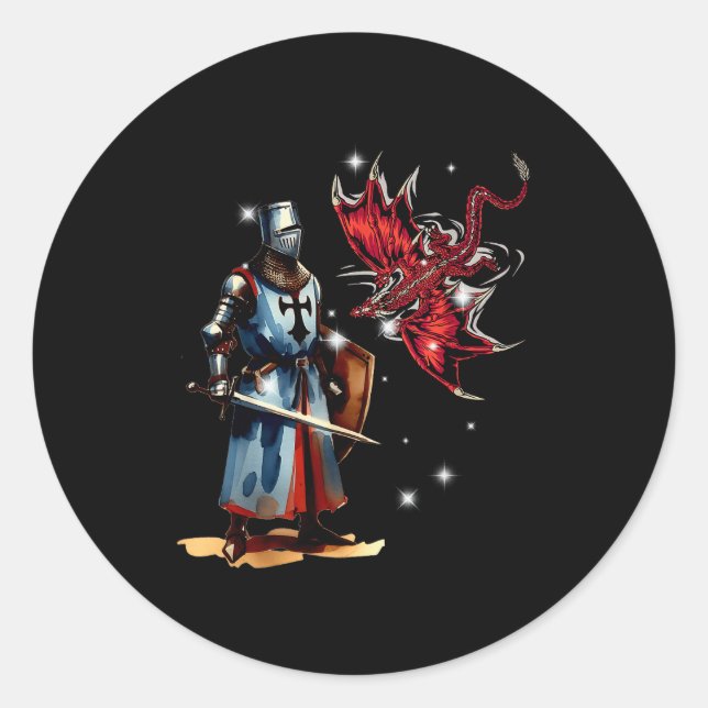 Sticker Rond Fairy Tale Knight Children's Knight Armor Fairy Ta (Devant)