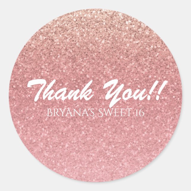 Sticker Rond Fairy Tale Rose Parties scintillant Sweet 16 Party (Devant)