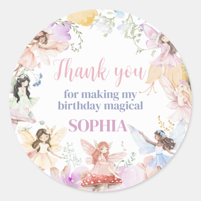 Sticker rond Fairy Whimsical Premier anniversaire (Devant)