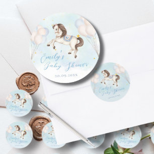 Sticker Rond Fairytale bébé Pony Blue ballon étoile Douche