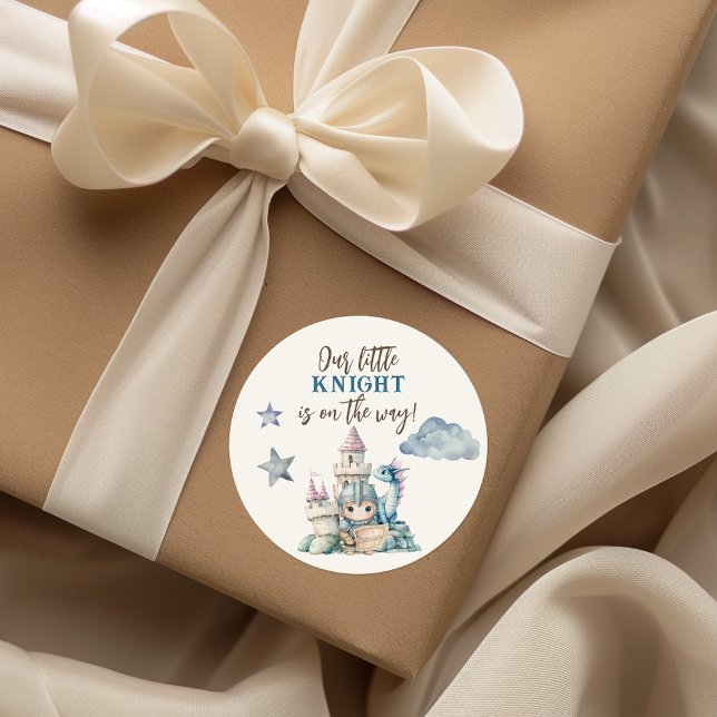 Sticker Rond Fairytale Dreamy Dragon Blue Knight Baby shower (Créateur téléchargé)