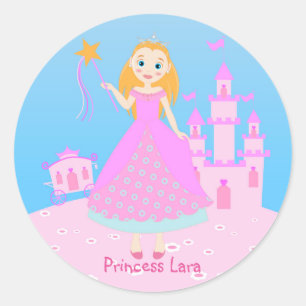 Sticker Rond Fairytale Princess à Pink Birthaday