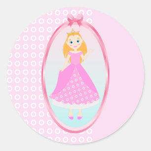 Sticker Rond Fairytale Princess à Pink Birthaday