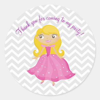 Sticker Rond Fairytale Rose Princesse avec cheveux blonds Stick