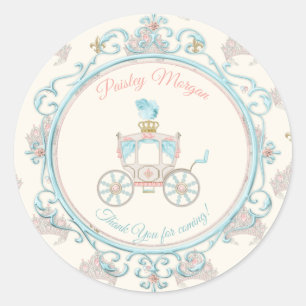 Sticker Rond Fairytale Royal Carriage Princess Crown Blush Aqua