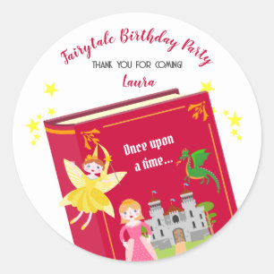 Sticker Rond Fairytale Stories Fille fête d'anniversaire