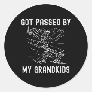 Sticker Rond Fais du ski avec mes petits-enfants Sport d'hiver
