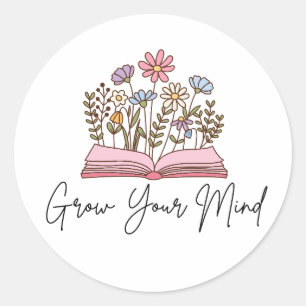 Sticker Rond Fais Grandir Ton Esprit Amoureux de Livres La Lect