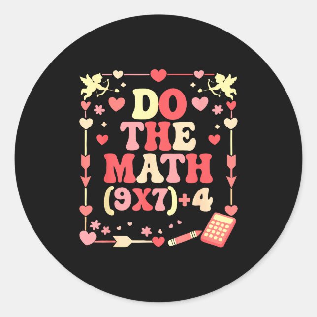 Sticker Rond Fais l'équation mathématique Saint-Valentin Prof d (Devant)