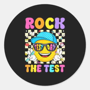 Sticker Rond Fais passer le test sourire visage lunettes de sol
