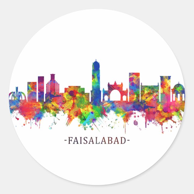 Sticker Rond Faisalabad Pakistan Skyline (Devant)