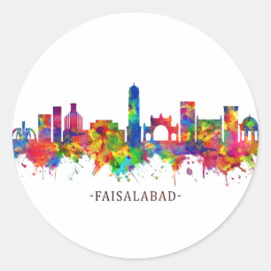 Sticker Rond Faisalabad Pakistan Skyline