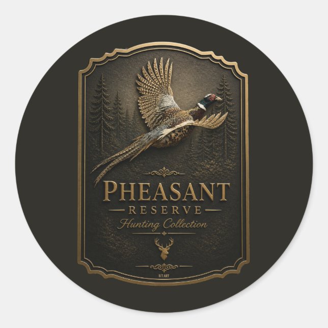 Sticker Rond Faisan, chasse royale (Devant)