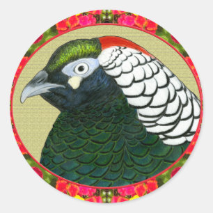 Sticker Rond Faisan et fleurs d'Amherst