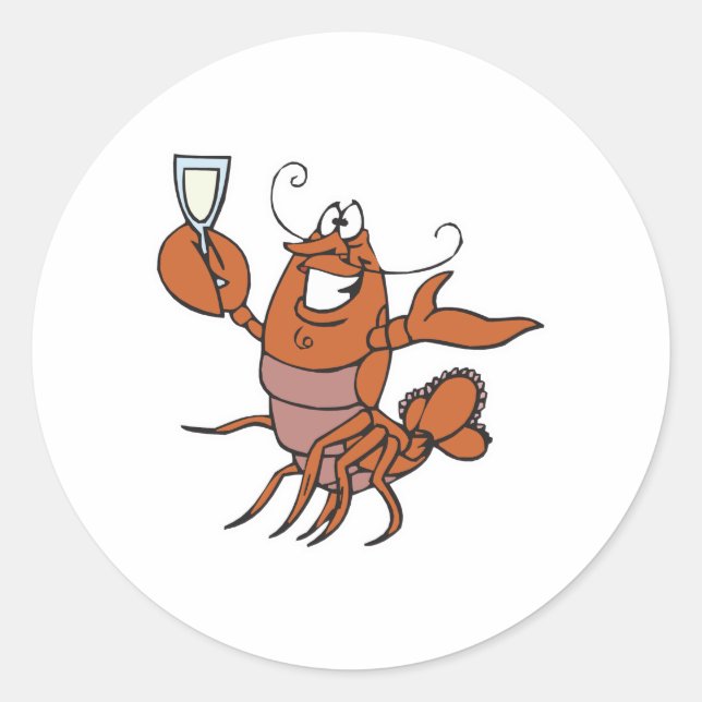 Sticker Rond faisant griller du homard (Devant)