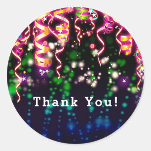 Sticker Rond Faisons Briller Fou Lumières Néon Fête d'Anniversa