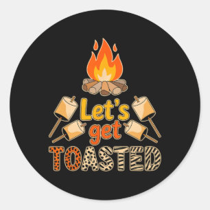 Sticker Rond Faisons griller des guimauves drôles de feux de ca