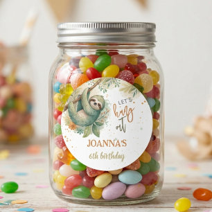 Sticker Rond Faisons la fête enfants sloth anniversaire