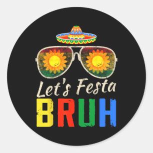 Sticker Rond Faisons la Fête Frère Cinco De Mayo Cactus Mexicai
