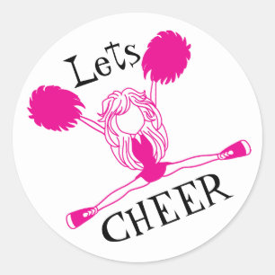 Sticker Rond Faisons la Pom-pom girl rose