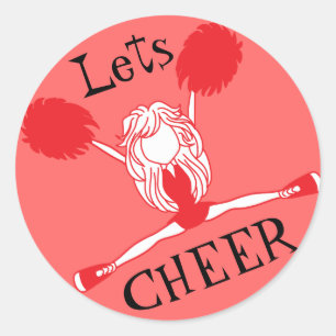 Sticker Rond Faisons la Pom-pom girl rouge