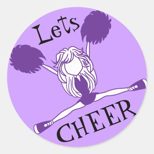 Sticker Rond Faisons la Pom-pom girl violette (Devant)