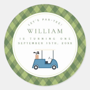 Sticker Rond Faisons Par Tee Golf Motif Argyle Premier Annivers