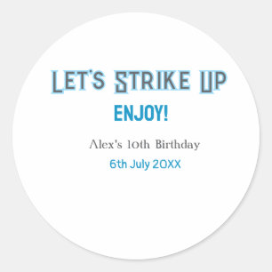 Sticker Rond Faisons ressortir bleu gris heureux nom 10 anniver