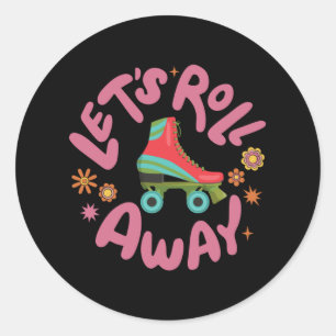 Sticker Rond Faisons rouler les patins à roulettes
