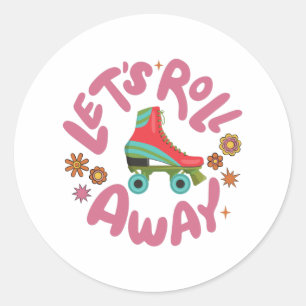 Sticker Rond Faisons rouler les patins à roulettes