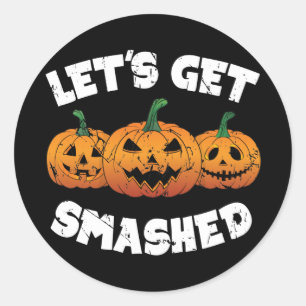 Sticker Rond Faisons tomber Citrouille Jack-o'-lantern Hallowee