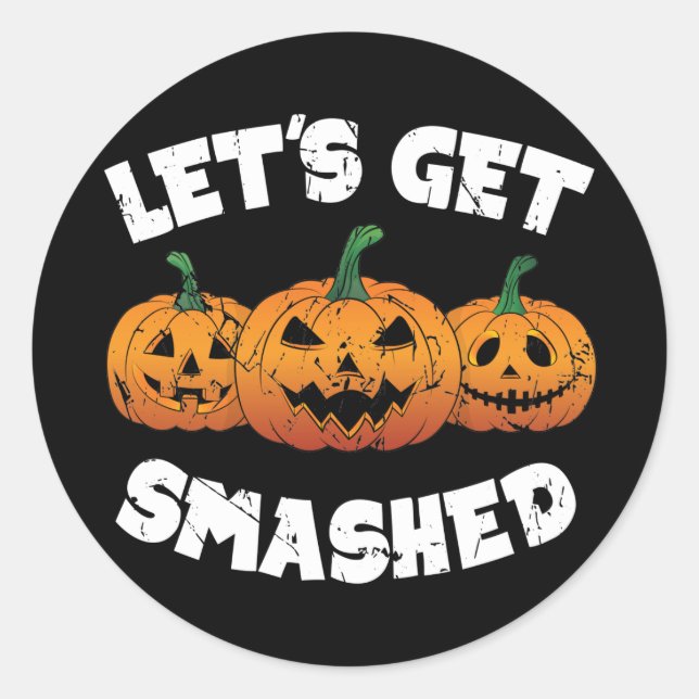Sticker Rond Faisons tomber Citrouille Jack-o'-lantern Hallowee (Devant)