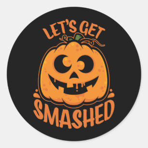 Sticker Rond Faisons tomber Tipsy Halloween Jack-O’-Lantern