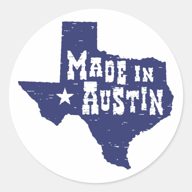Sticker Rond Fait à Austin (Devant)