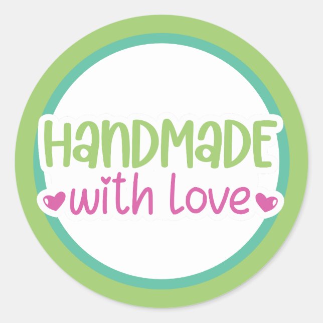 Sticker Rond Fait à la main avec amour (Devant)