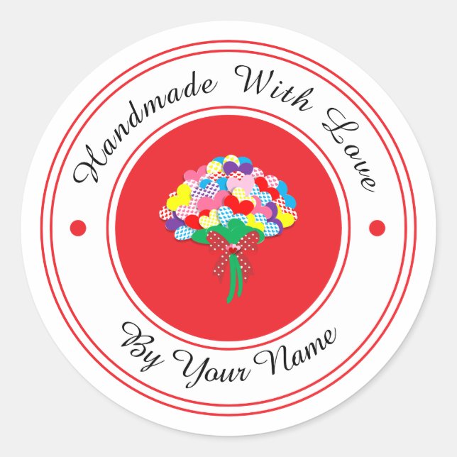 Sticker Rond Fait à la main avec amour (Devant)