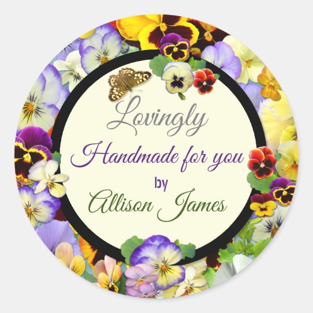 Sticker Rond Fait à la main avec amour ! (Devant)