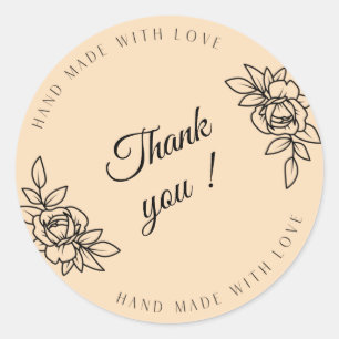 Sticker Rond Fait à la main avec amour