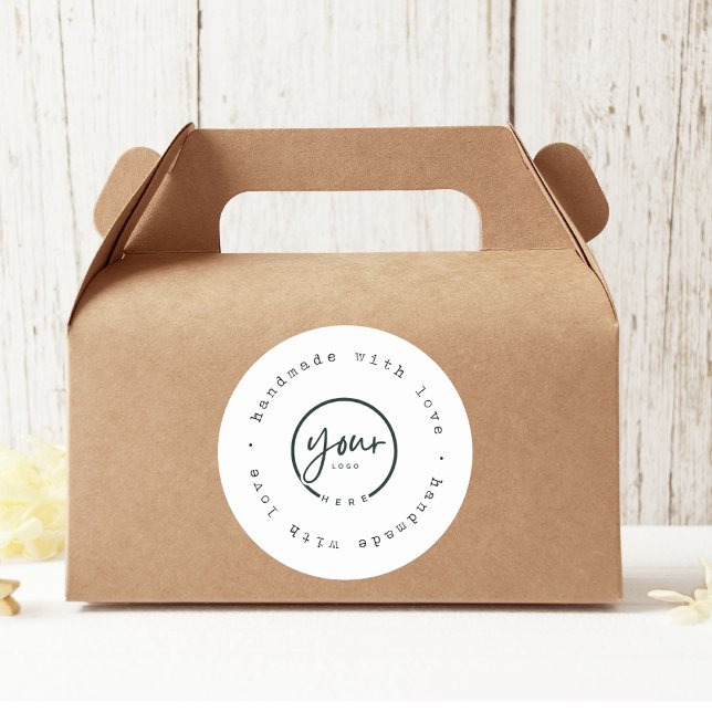 Sticker Rond "Fait à la main avec amour avec logo | Marque pers (Créateur téléchargé)