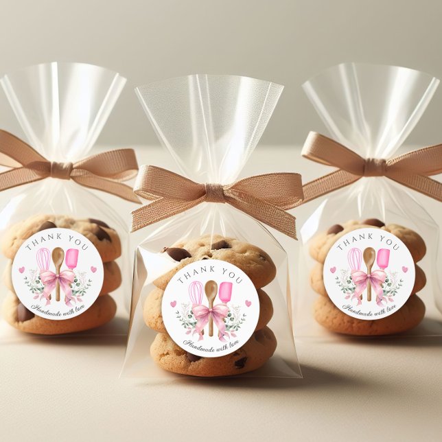 Sticker Rond Fait À La Main Avec Amour Boulangerie Ustensiles R (Créateur téléchargé)