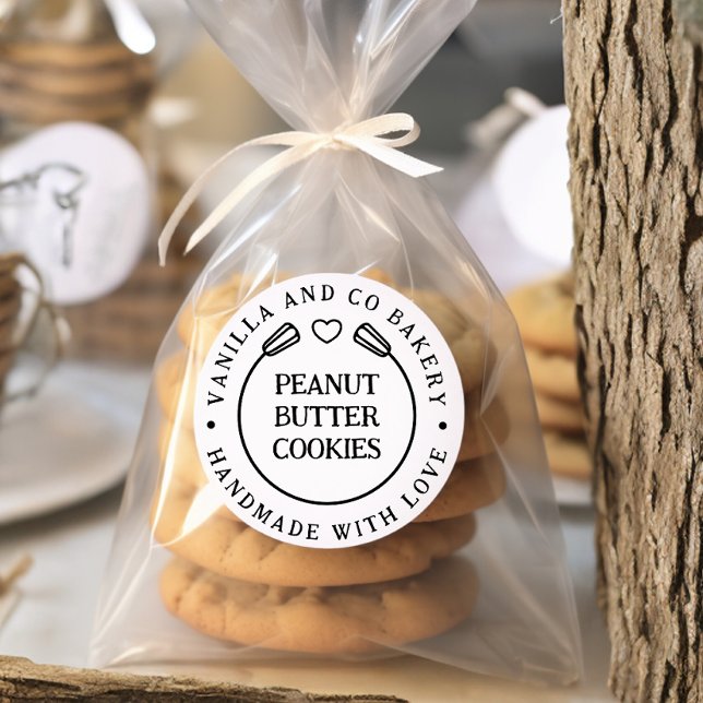 Sticker Rond Fait à la main avec amour Cuillère en cœur Boulang (Créateur téléchargé)