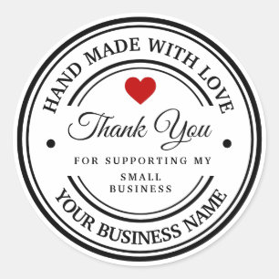 Sticker Rond fait à la main avec amour merci