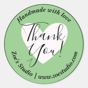 Sticker Rond Fait à la main avec amour, Merci ! Petite entrepri