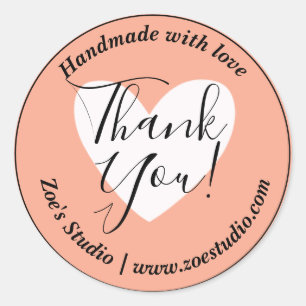 Sticker Rond Fait à la main avec amour, Merci ! Petite entrepri