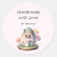 Fait à la main avec amour mignon lapin rose lapin 