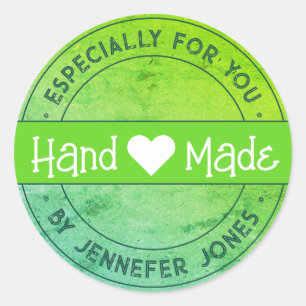 Sticker Rond Fait À La Main Avec Amour, Particulièrement Pour V