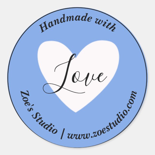 Sticker Rond Fait à la main avec amour, Petite entreprise simpl (Devant)